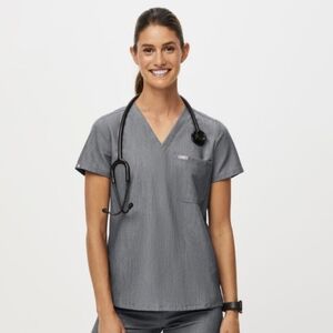 FIGS. Catarina Scrub Top. Color: Graphite. Size M.